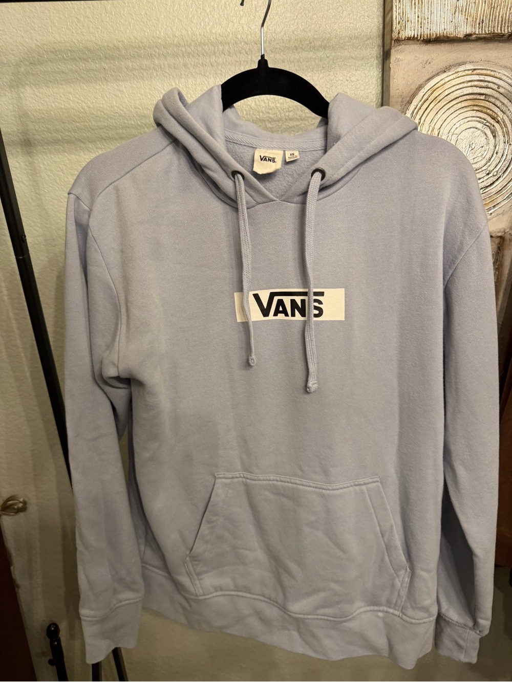 Vans Men's Pastel Blue Pullover Hoodie with Logo